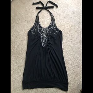 Fun Black Halter-Top with Beading